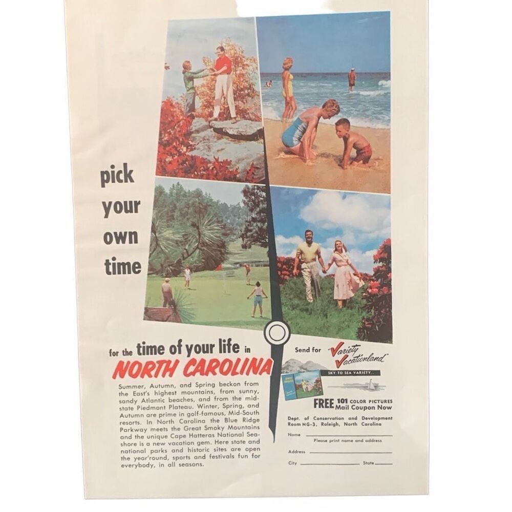 Vintage 1959 North Carolina Pick Your Own Tine Ad Advertisement